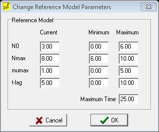 للحصول على النموذج المالئم لمجموعة البيانات اضغط على parameter