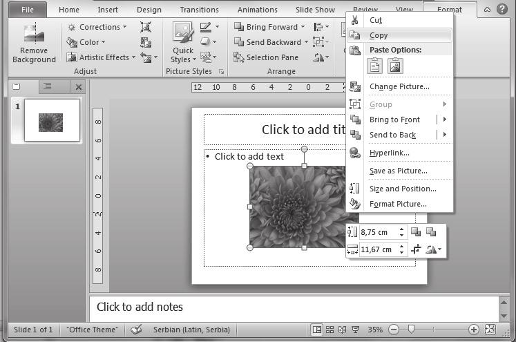 Jedino što se to ovde druga ije zove pa piše Clip Art Video ili Audio... ali kada kliknemo na njega otvori e se tako e Clip Art dijalog.