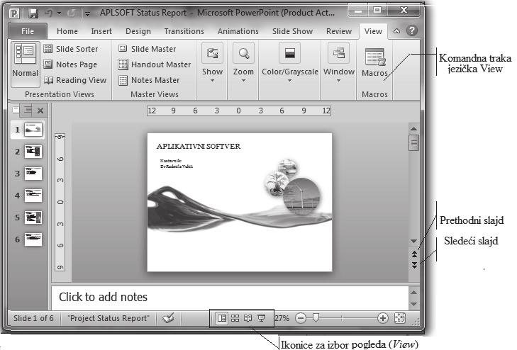 Aplikativni softver 187 Prezentacije PowerPoint P1 PROGRAM ZA PREZENTACIJE 1. Pokrenite program PowerPoint.