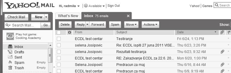 Aplikativni softver 229 Internet servisi I5 BESPLATNA ELEKTRONSKA POŠTA NA WEBU Otvaranje naloga 1. Posetite lokaciju www.yahoo.