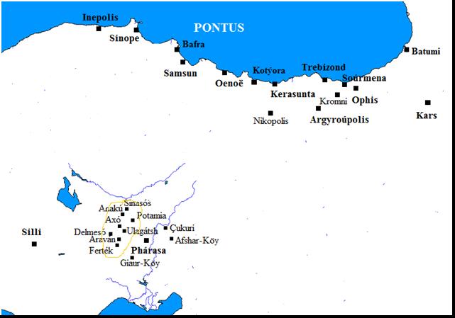 DEFLEXION IN THE PERIPHERAL DIALECTS Zaléla); and the Pharasiot dialect which is named after the main village of the region (Phárasa), but was also spoken in nearby villages (Afshar-Köy, Çukuri,