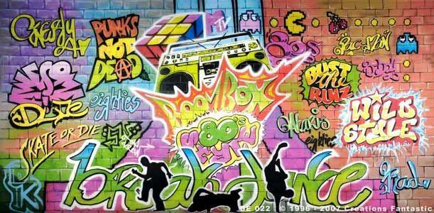 Η ΤΕΧΝΗ ΤΟΥ ΓΚΡΑΦΙΤΙ ΣΤΗ ΔΕΚΑΕΤΙΑ ΤΟΥ 80 Στη δεκαετία του 1980 το graffiti εξελίσσεται, με τη χρήση πολύχρωμων γραμμάτων, την απεικόνιση φανταστικών προσώπων ή