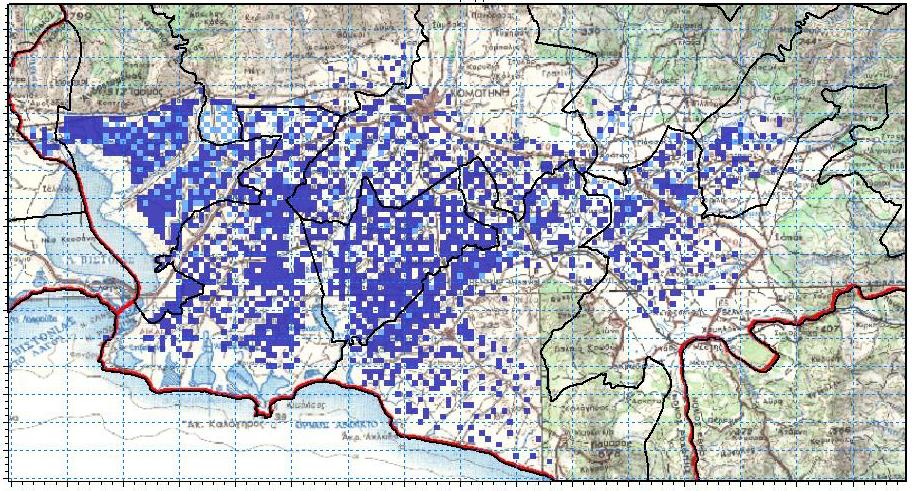183,6 39,2 κιλά/στρέμμα Σχήμα 7α. Χωρική και χρονική κατανομή του καλίου K (kg/στρ.