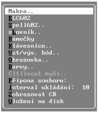 Menu T602 80 Po zvládnutí všetkých činností potrebných na spracovanie textov v T602 nám zostali už len rozšírenia slúžiace na zrýchlenie, zefektívnenie práce a sprehľadnenie výsledného produktu.