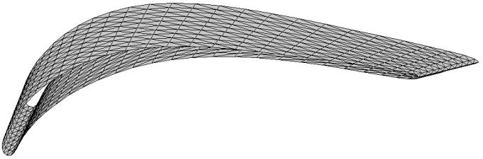 Σχήμα 5.3 Μη-δομημένο πλέγμα στην επιφάνεια πτερυγίου αξονικής στροβιλομηχανής. Σχήμα 5.