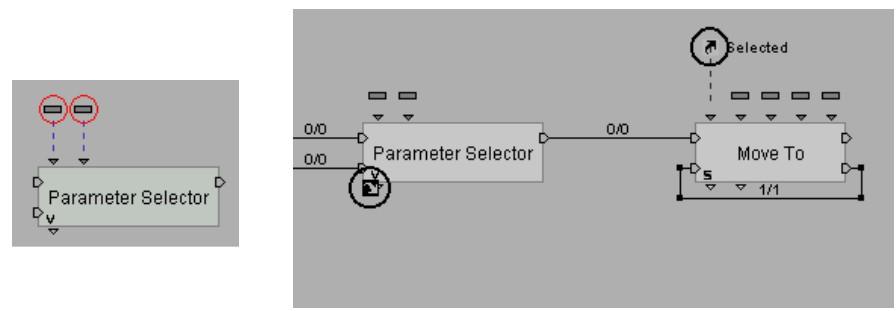 Σχήμα 7.13: Δύο Τοπικές Παράμετροι (Local Parameters) συνδεδεμένες με plinks σε ένα ΒΒ και ζεύγη Παραμετρικών Συντομεύσεων 7.4.