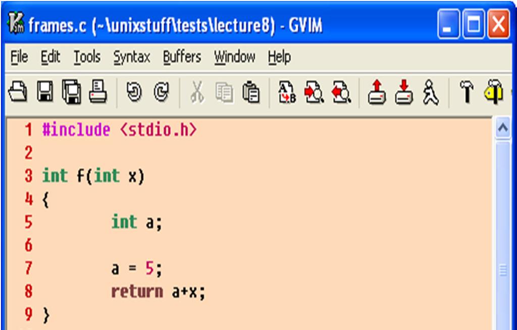 Παράδειγµα Stack Frame for