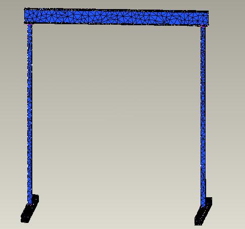 Σχεδιασμός με χρήση παραμετρικού CAD/CAE λογισμικού Η εικόνα της γερανογέφυρας με το πλέγμα των στοιχείων απεικονίζεται στο σχήμα 3.27.