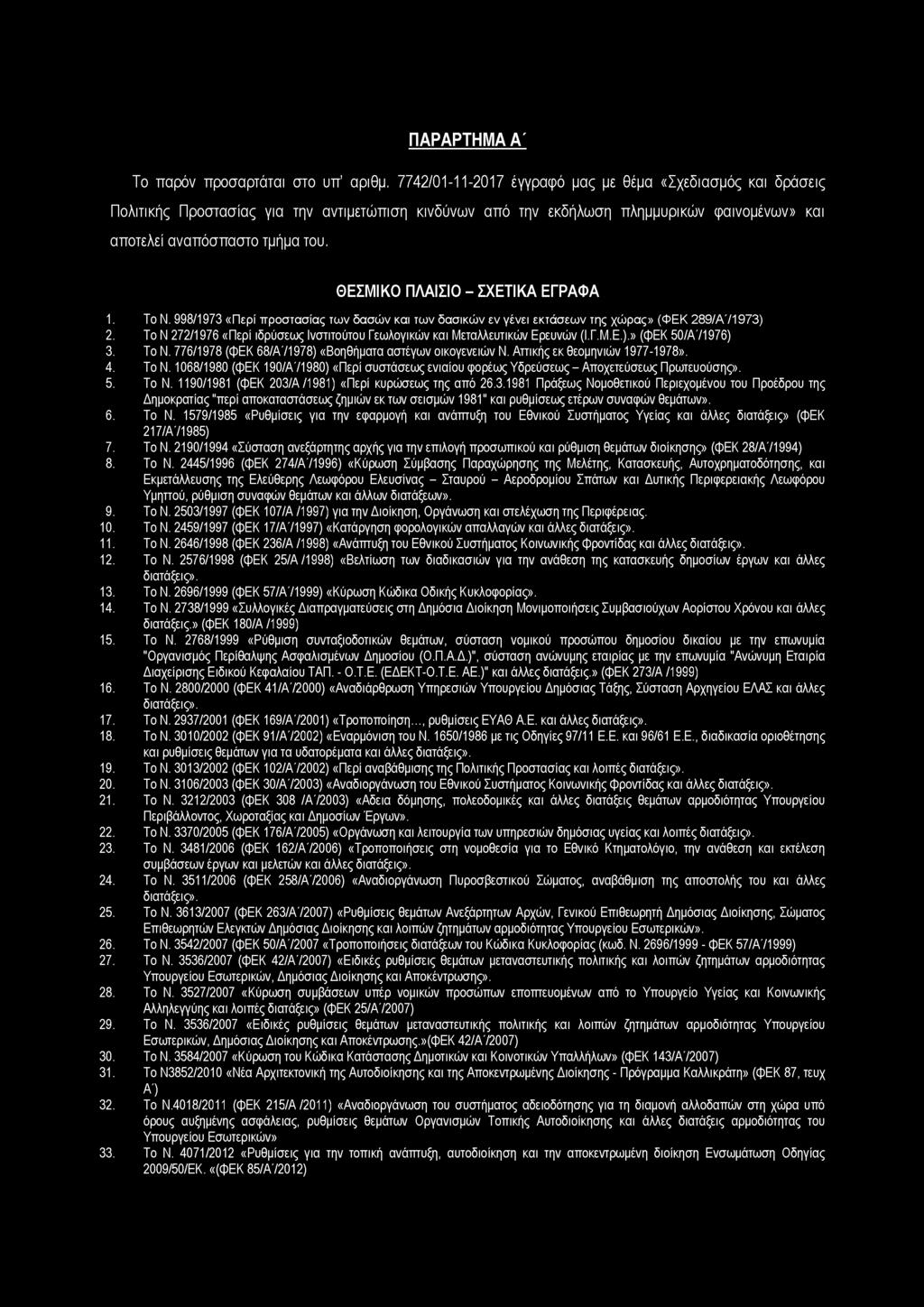 ΠΑΡΑΡΤΗΜΑ A ' Το παρόν προσαρτάται στο υπ' αριθμ.