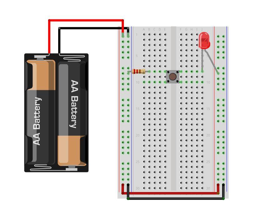 Πλακέτα εύκολων συνδέσεων Breadboard Μεσαίο μέρος οι τρύπες συνδέονται οριζόντια.