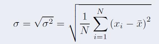 predstavlja ukupan broj podataka u uzorku. Standardna devijacija populacije (engl.