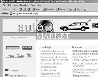 Pronalaženje stranica sa informacijama o delovima za automobile Elektronska pošta E-mail Jedna od najpopularnijih usluga na Internetu je servis elektronske pošte (E-mail).