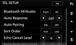 <Bluetooth )صفحة )42 1 عرض شاشة SETUP>.<TEL 2 كما يمكن عرض شاشة Setup> <Bluetooth بلمس [ ] على شاشة التحكم بالهاتف. )صفحة 45( 3 قم بتكوين إعدادات بلوتوث )1( ثم قم بتأكيد التعديالت.
