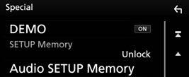 [Audio SETUP Memory] [Audio SETUP Recall] [Audio SETUP Clear] تظهر رسالة للتأكيد. المس.[Yes] يحفظ إعدادات الصوت الحالية. يقوم باستدعاء إعدادات الصوت المحفوظة.