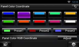 ÑÑتنسيق ألوان الشاشة يمكنك ضبط لون إضاءة ا أ لزرار. تختلف البنود المتاحة لالختيار تبعا للجهاز. المس الزر ]Color[ في نافذة قائمة الشاشة. فتظهر نافذة ا أ للوان.