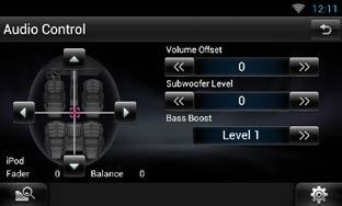 إذا كان وضع ]Bypass[ مضبوطا بالفعل فسوف يتعذر ضبط نظام.DSP Fader # )أخفت( / # Balance )االتزان( اضبط موازنة الصوت حول النطاق الذي قمت بلمسه. ]C[ و ]D[ يقومان بضبط موازنة الصوت يمينا ويسارا.