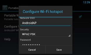 5 المس hotspot[.]configure Wi-Fi العودة لصفحة البداية إعدادالشبكة إعداد نقطة اتصال الواي فاي في حالة عدم وجود نقطة اتصال واي فاي يصبح هذا الجهاز نقطة اتصال الواي فاي.