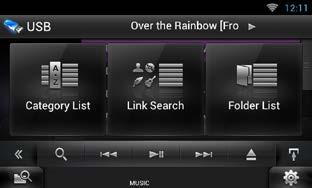 العودة لصفحة البداية تشغيل أسطوانة CD /ملفات الصوتيات والمرئيات/جهاز ipod /التطبيقات عملية البحث يمكنك البحث عن ملفات الموسيقى أو ملفات الفيديو عن طريق عمليات البحث التالية.