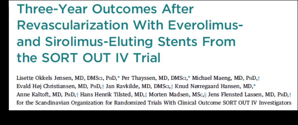 JACC 2014 n= 2770 patients At 3 year follow-up, the MACE rate did