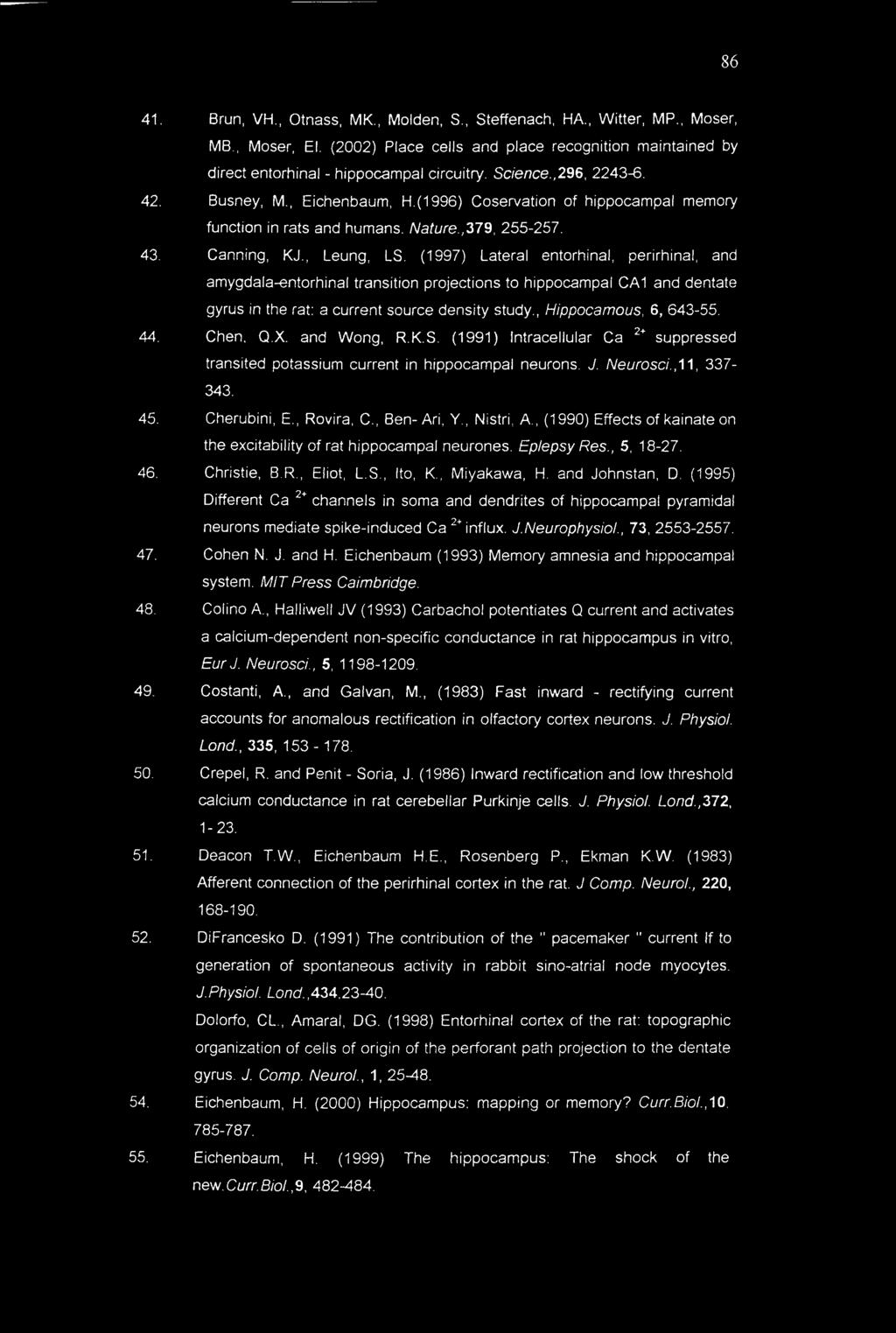 (1997) Lateral entorhinal, perirhinal, and amygdala-entorhinal transition projections to hippocampal CA1 and dentate gyrus in the rat: a current source density study., Hippocamous, 6, 643-55. 44.