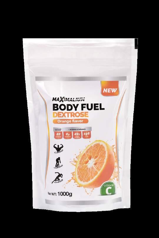 BODY FUEL DEXTROSE Orange flavor Opis: Dodatak ishrani u prahu sa ukusom narandže i visokim sadržajem