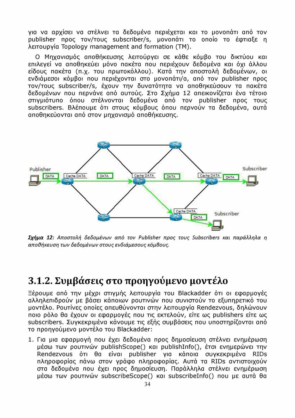 για να αρχίσει να στέλνει τα δεδομένα περιέχεται και το μονοπάτι από τον publisher προς τον/τους subscriber/s, μονοπάτι το οποίο το έφτιαξε η λειτουργία Topology m anagem ent and formation (TM).