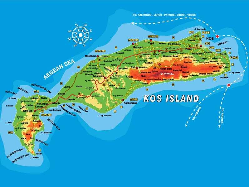 Κεφάλαιο 6.Μελέτες περίπτωσης 6.3. Χαρακτηριστικά νήσου Κω Η Κως είναι το τρίτο µεγαλύτερο νησί του νοµού ωδεκανήσου µετά τη Ρόδο και την Κάρπαθο. Η επιφάνεια του νησιού είναι 290,3 τ.χλµ.