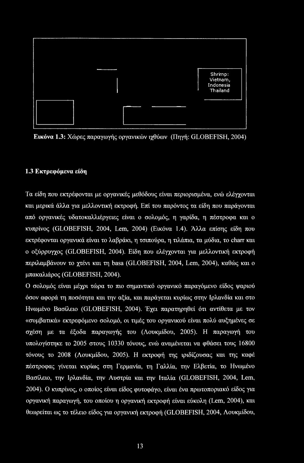 Είδη που ελέγχονται για μελλοντική εκτροφή περιλαμβάνουν το χτένι και τη basa (GLOBEFISH, 2004, Lem, 2004), καθώς και ο μπακαλιάρος (GLOBEFISH, 2004).