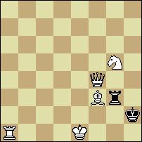 Sd7! (zz), 1...Qxb1 2.Qf5+ Qxf5 3.Sf8+ Qxf8#, 1...Qxb2 2.Qf6+ Qxf6+ 3.