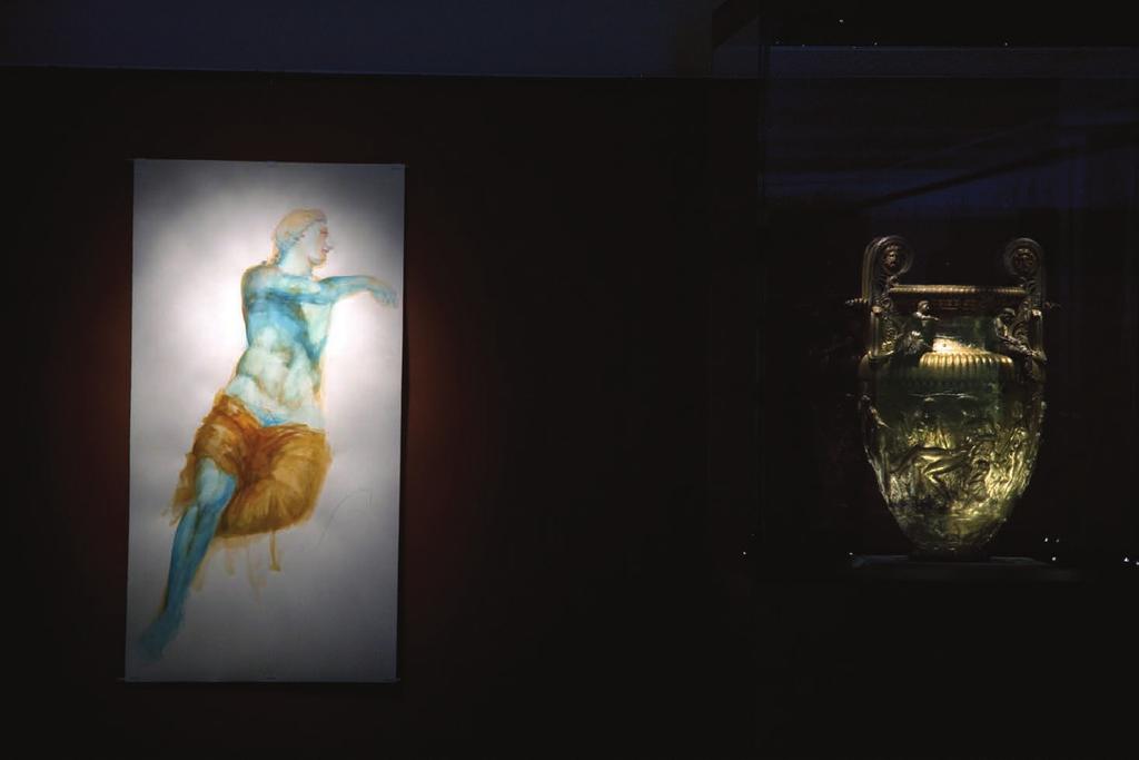 ΣΧΕΤΙΚΑ ΜΕ ΤΗΝ ΕΓΚΑΤΑΣΤΑΣΗ ΚΑΙ ΤΑ ΕΡΓΑ SOBRE LA INSTALACIÓN Y LAS OBRAS DEL ARTE ON THE INSTALLATION AND THE ARTWORKS A. JÓDAR (2012) 175 Χ 90 cm Δερβένι: Διόνυσος. Υδατογραφία και μολύβια σε χαρτί.