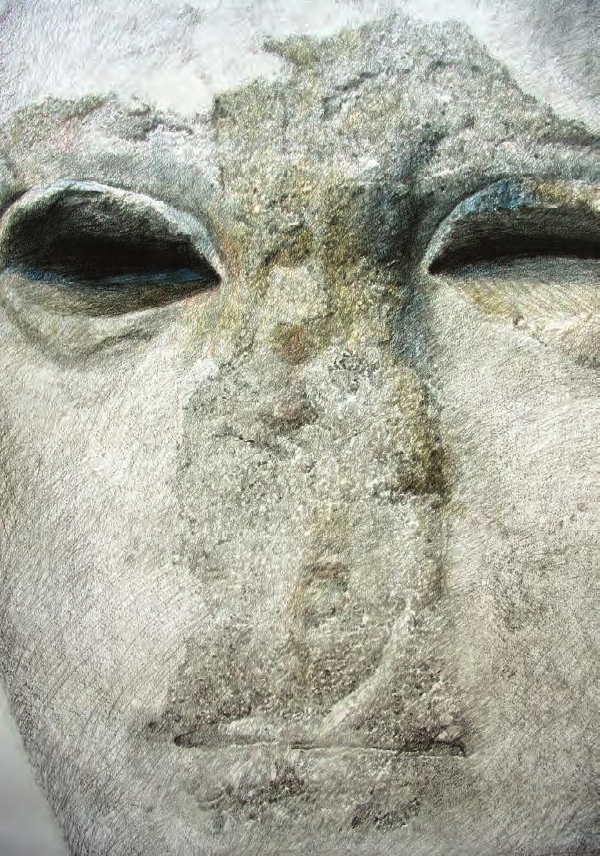 MARÍN VIADEL (2012) 140 Χ 85 cm Ακρόλιθο άγαλμα, απόδοση με χρώμα αρ. 2, αρ.3 και αρ. 4. Γραφίτης και χρωματιστά μολύβια σε χαρτί. Acrolito de color n. 2, n. 3, y n. 4. Grafito y lápices de color sobre papel.