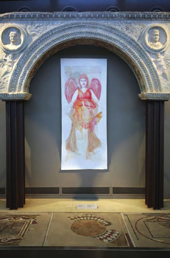 A. JÓDAR (2012) 247,5 Χ 140 cm Οι Μαγεμένες. Νίκη, απόδοση σε κόκκινο. Χρωματιστά μολύβια και υδατογραφία σε χαρτί. Las Incantadas. Victoria rosa.