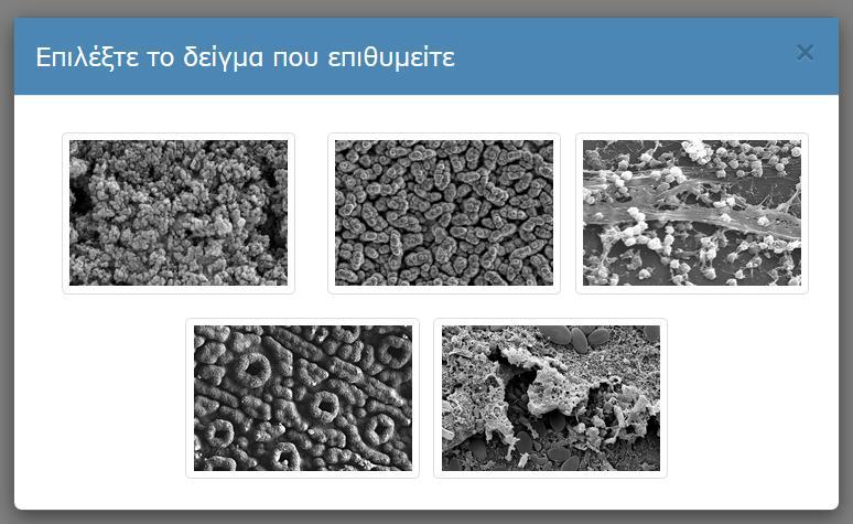 πέντε δείγματα που προσφέρονται από τον προσομοιωτή.