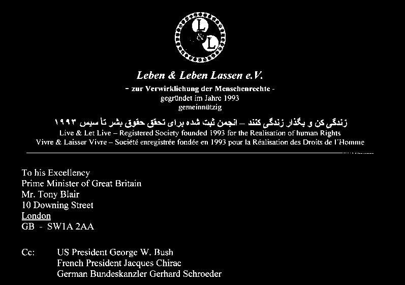 234 Brief an den britischen Premierminister