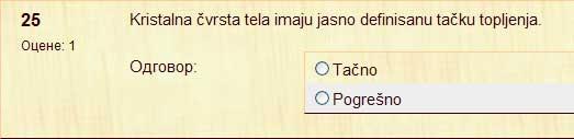 U okviru testova, na Moodle sistemu, student može da