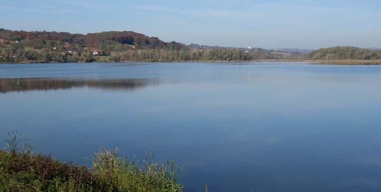 stoletja zajezili s pregrado Domajinci z namenom zagotavljanja poplavne varnosti dolvodno ob toku Ledave. Jezero je poznano tudi pod imenom jezero Krašči in jezero pri Domajinci.