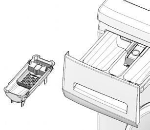 Skalbimo miltelių ir audinių minkštiklio naudojimas Skalbimo miltelių stalčius Skalbimo priemonių stalčiukas padalintas į tris skyrius: (I) nuskalbimui (II) pagrindiniam skalbimui (III) audinių