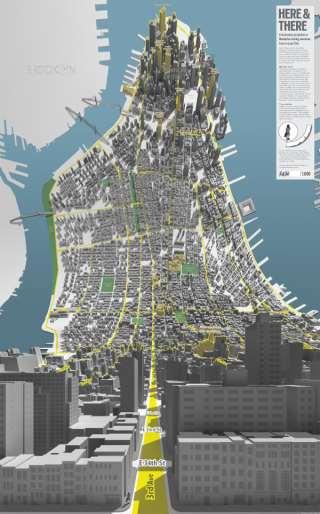 ΠΑΡΑΔΕΙΓΜΑΤΑ ΚΑΜΠΥΛΩΣΗΣ ΕΔΑΦΟΥΣ (3D) Here & There: χάρτης του Manhattan (2009) Αίσθηση ότι στέκεται κανείς σε ένα σημείο της πόλης και βλέπει