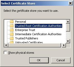 έκδοσης πιστοποιητικών» (Trusted Root Certification