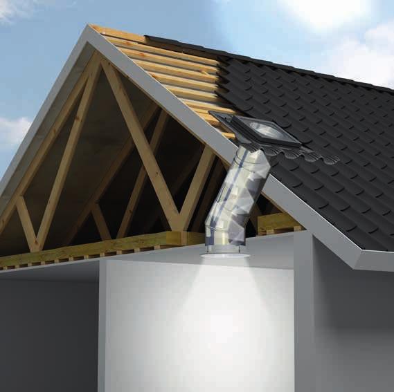 Ďalšie riešenia Štvorcový osadzovací rám svetlovodu VELUX harmonizuje so strešnou krytinou ako i s ostatnými výrobkami
