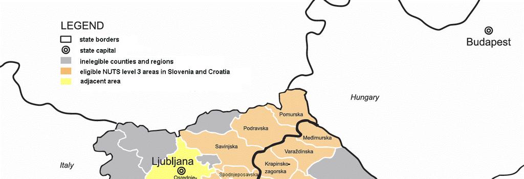 2 SOCIALNA IN EKONOMSKA ANALIZA PROGRAMSKEGA OBMOČJA 2.1 Opredelitev upravičenega območja Ciljno območje programa je skupno območje slovensko-hrvaške meje.