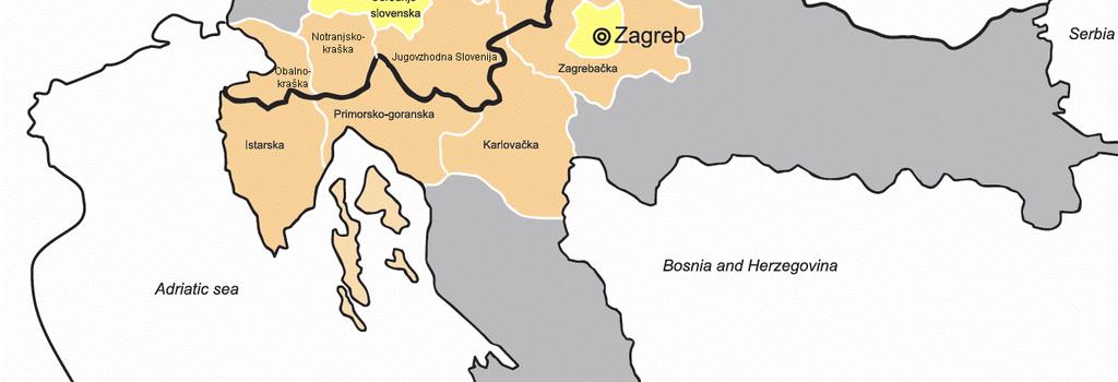 Tabela 2: Upravičena območja NUTS 3 v Sloveniji in na Hrvaškem SLOVENIJA (statistične regije) Pomurska, Podravska, Savinjska, Spodnjeposavska, Jugovzhodna Slovenija, Notranjsko-kraška, Obalnokraška,