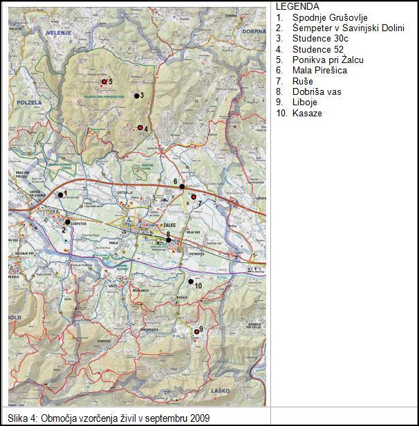 Podatki o onesnaženosti okolja - živila Vzorčena živila: zelje, korenje, gozdne gobe, sezonska solata, fižol, gomoljna zelena, kolerabica, jedilne buče, kumare, grozdje, krompir, jabolka, paradižnik,