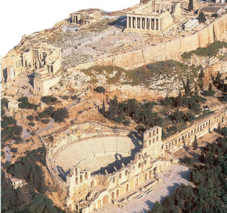 2. Οι Έλληνες «κατακτούν» τους Ρωμαίους με τον πολιτισμό τους 1. Παρατηρήστε την παρακάτω εικόνα του Παρθενώνα και του ωδείου του Ηρώδη του Αττικού.