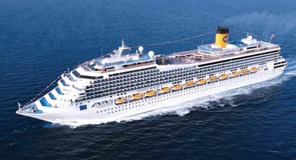 Costa Diadema Μικτό Βάρος: 132,500 τόνοι Μήκος: 306μ Επιβάτες ( σε δίκλινο): 4,947 1,862 καμπίνες, 7 εστιατόρια, 15 μπαρ, θέατρο,
