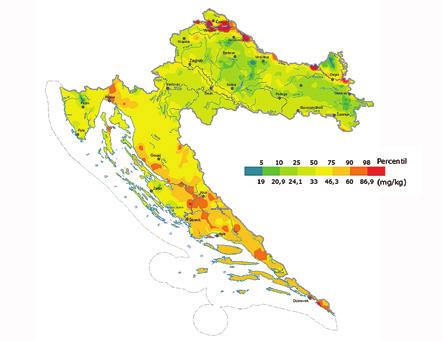 TLO I ZEMLJIŠTE Onečišćenje tla RH teškim metalima i lokacije onečišćene olovom (Pb) eški metali su anorganske tvari koje u koncentracijama iznad do- vrijednosti u okolišu predstavljaju onečišćenje