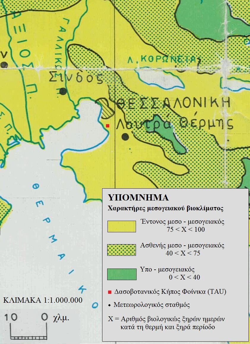 Εικόνα 4: Βιοκλιματικός χάρτης κατά Μαυρομμάτη (1980), στον οποίο έχει επισημανθεί η περιοχή έρευνας.