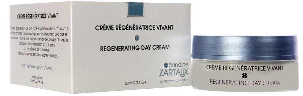 Crème Régénératrice Vivant - Αναπλαστική Κρέµα Ηµέρας µε γάλα γαϊδούρας Ισχυρή Αναπλαστική Κρέμα Ημέρας Πλούσια σε πρωτεϊνες από Γάλα Γαϊδούρας Πλούσια σε Αμινοξέα από Γάλα Γαϊδούρας Περιέχει