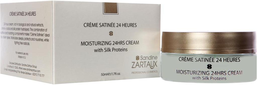 Crème Satinee 24heures 24ωρη Ενυδατική Κρέμα Προσώπου Ειδική 24ωρη Ενυδατική κρέμα για όλους τους τύπους δέρματος Ιδανική για εντατική φροντίδα πρωί και βράδυ Πλούσια σε