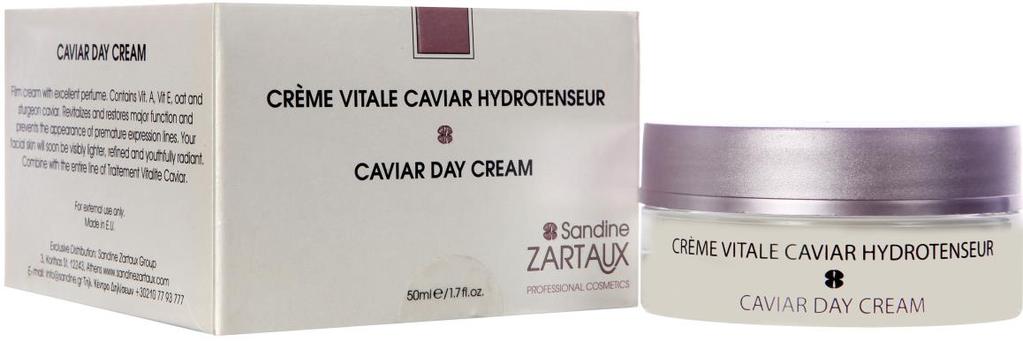Crème Vitale Caviar Hydrotenseur - Αντιγηραντική Κρέμα Ημέρας με Χαβιάρι Οξύρυγχου Ιδανική για ξηρά, ταλαιπωρημένα και ώριμα δέρματα Εμπλουτισμένη με Βιταμίνες A, B, C & E Περιέχει εκχυλίσματα